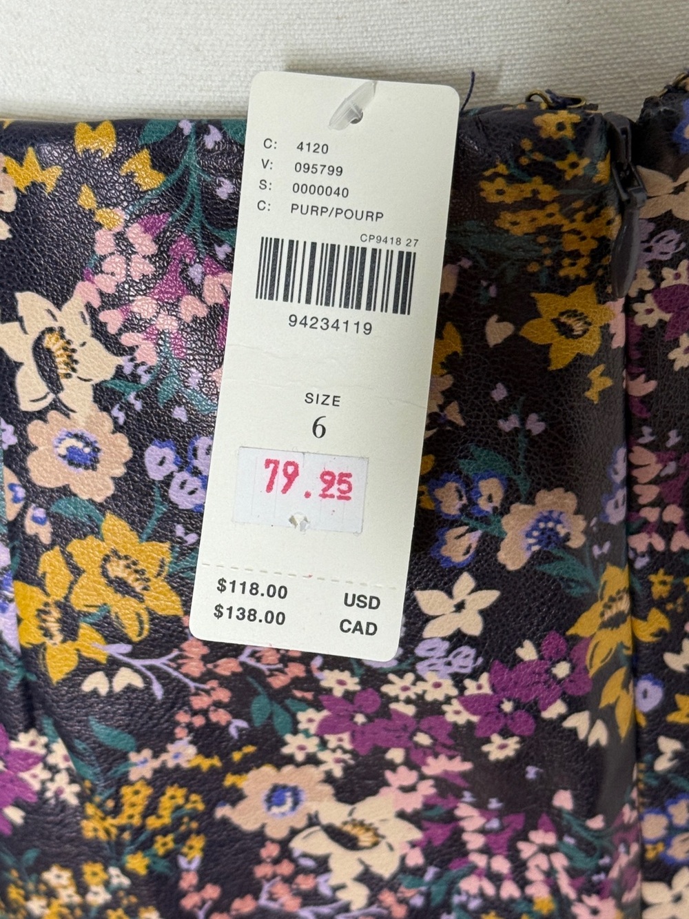 Anthropologie Maeve Faux Leather Floral Mini Skirt | Size 6 | NWT - Picture 5 of 5